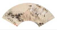任颐 1887年作 水鸟 扇面镜心
